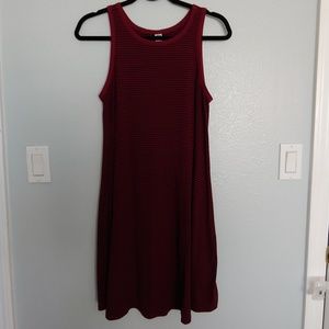 Burgundy & Black Striped Dress